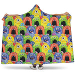 Watercolor Monster Pattern Print Hooded Blanket