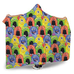 Watercolor Monster Pattern Print Hooded Blanket