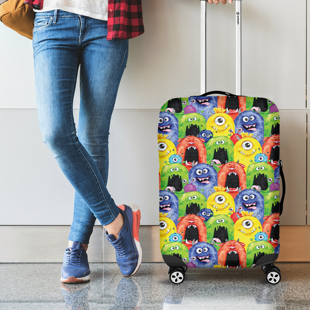 Watercolor Monster Pattern Print Luggage Cover