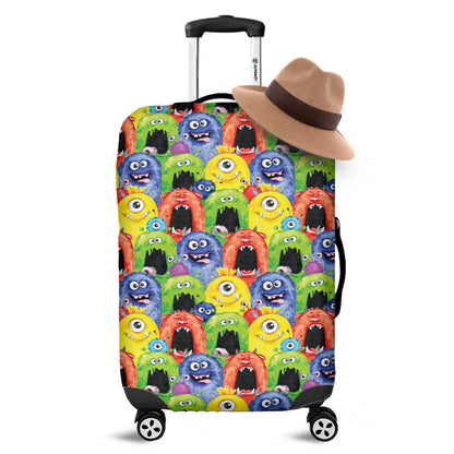 Watercolor Monster Pattern Print Luggage Cover