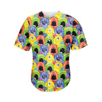 Watercolor Monster Pattern Print Men's Baseball Jersey