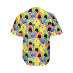 Watercolor Monster Pattern Print Men's Baseball Jersey
