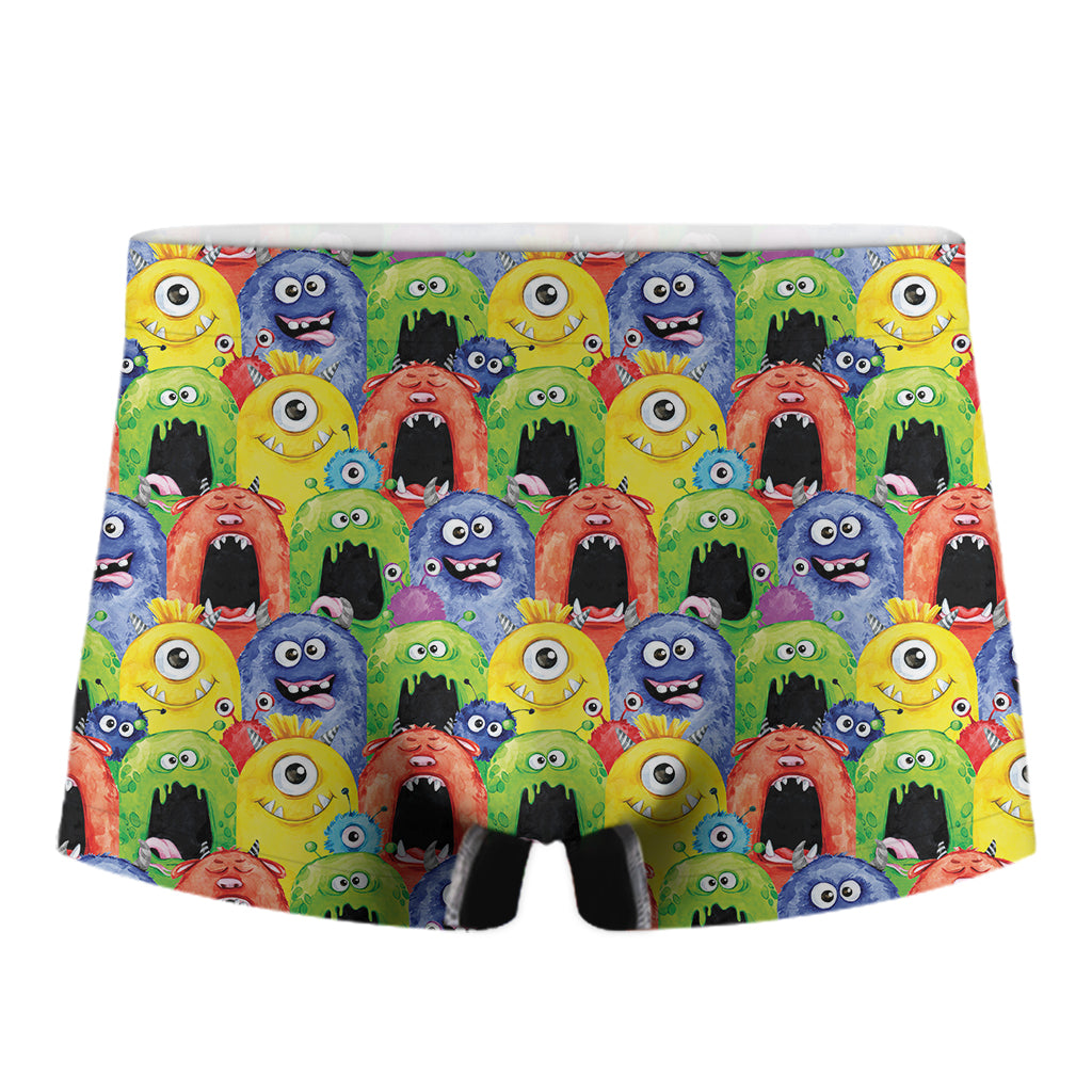 Watercolor Monster Pattern Print Men's Boxer Briefs