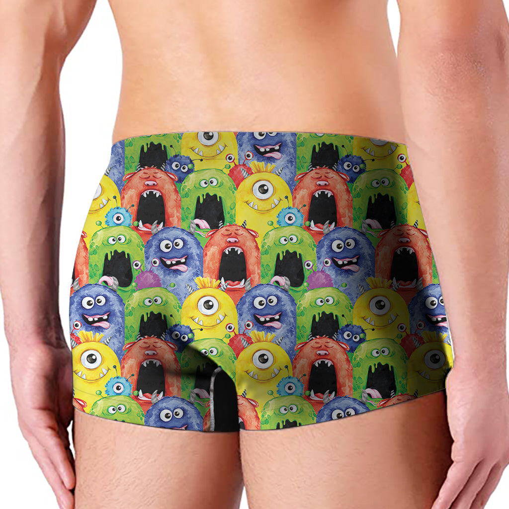 Watercolor Monster Pattern Print Men's Boxer Briefs