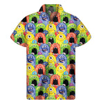 Watercolor Monster Pattern Print Men's Short Sleeve Shirt