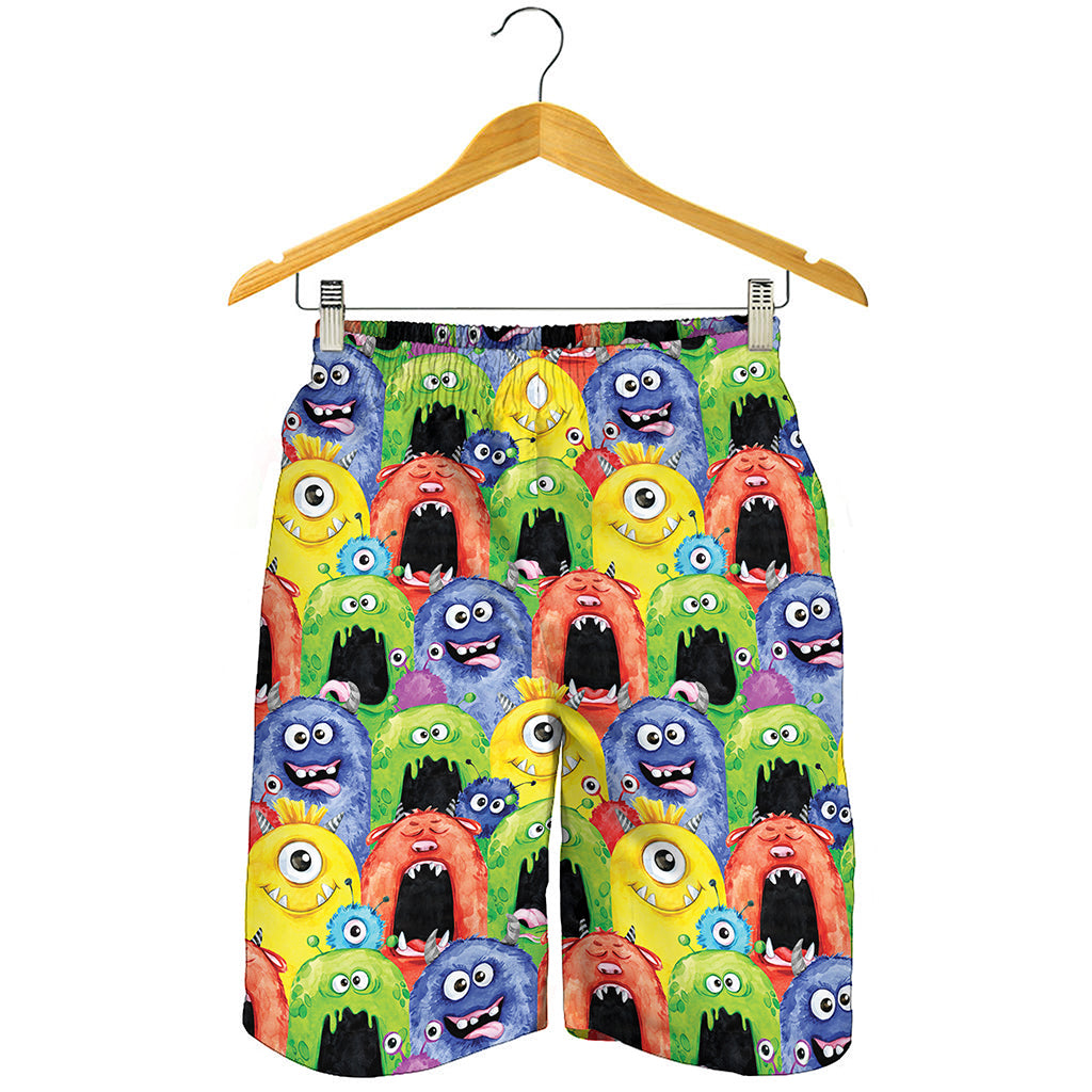 Watercolor Monster Pattern Print Men's Shorts