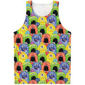Watercolor Monster Pattern Print Men's Tank Top