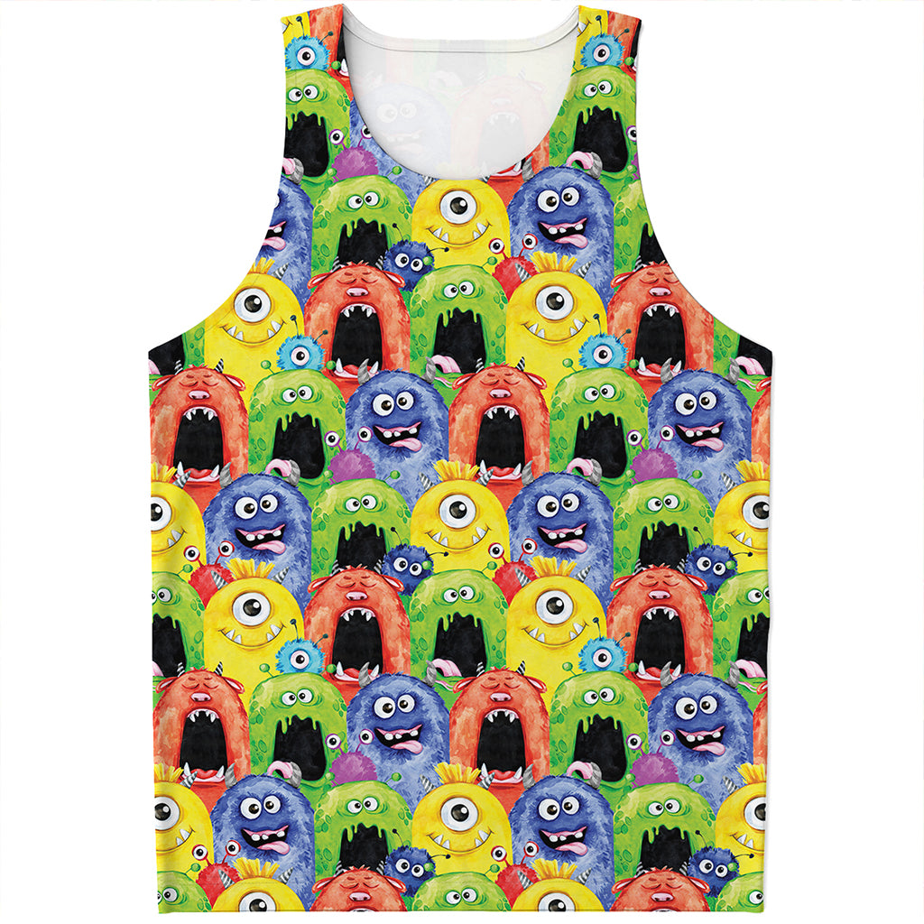 Watercolor Monster Pattern Print Men's Tank Top