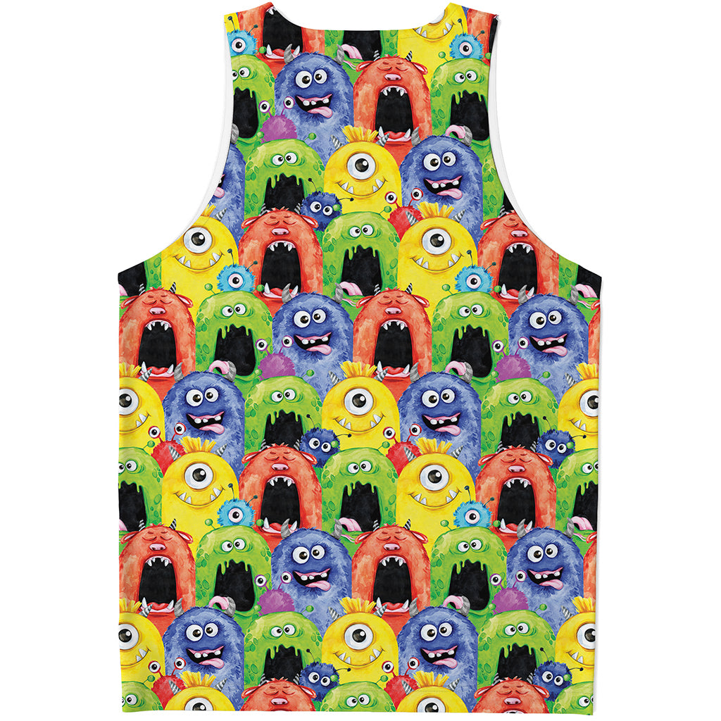 Watercolor Monster Pattern Print Men's Tank Top