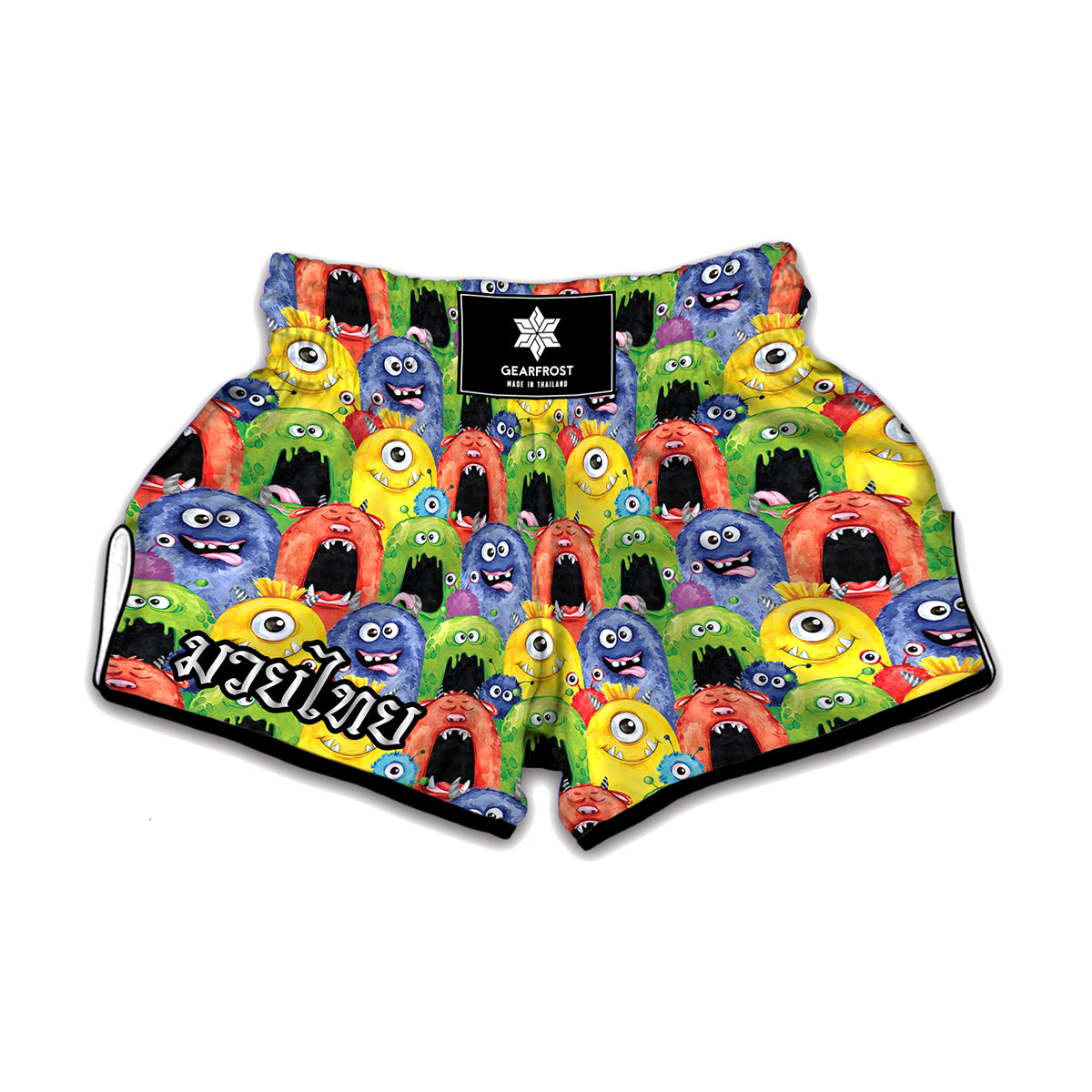 Watercolor Monster Pattern Print Muay Thai Boxing Shorts