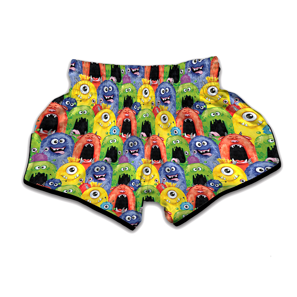 Watercolor Monster Pattern Print Muay Thai Boxing Shorts