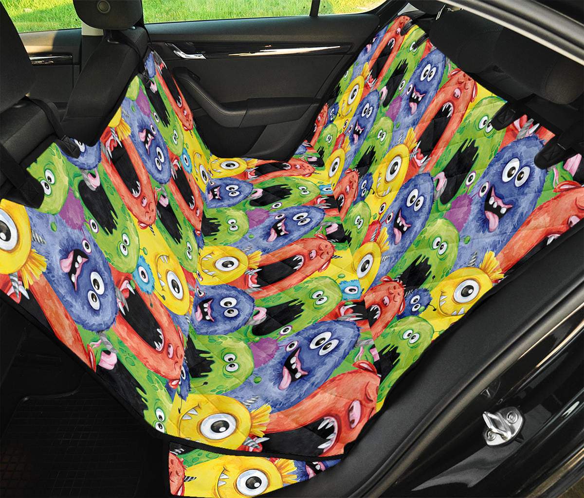 Watercolor Monster Pattern Print Pet Car Back Seat Cover