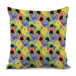 Watercolor Monster Pattern Print Pillow Cover