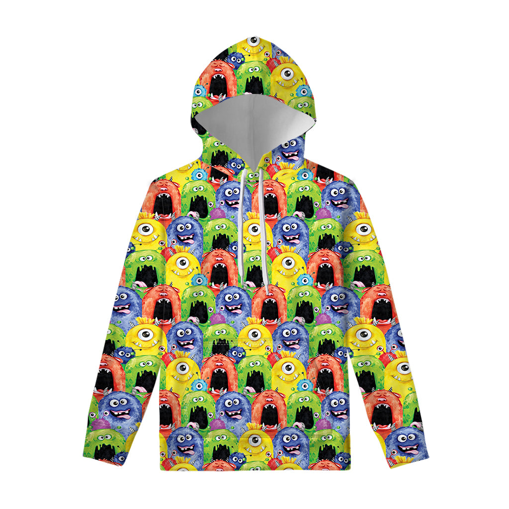 Watercolor Monster Pattern Print Pullover Hoodie