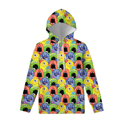 Watercolor Monster Pattern Print Pullover Hoodie