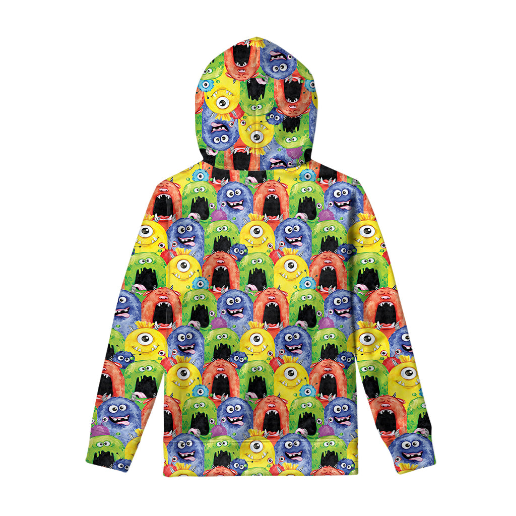 Watercolor Monster Pattern Print Pullover Hoodie