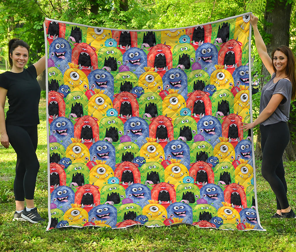 Watercolor Monster Pattern Print Quilt