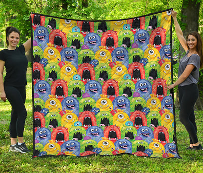 Watercolor Monster Pattern Print Quilt