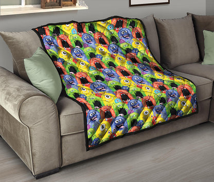 Watercolor Monster Pattern Print Quilt