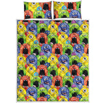 Watercolor Monster Pattern Print Quilt Bed Set
