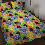 Watercolor Monster Pattern Print Quilt Bed Set