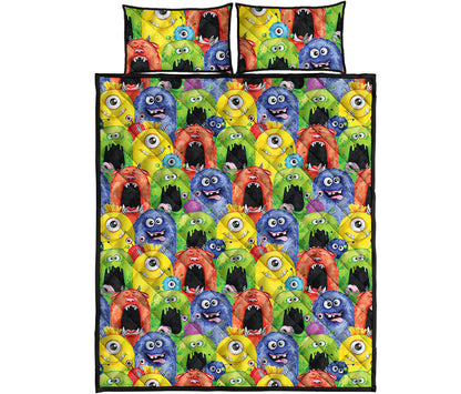 Watercolor Monster Pattern Print Quilt Bed Set
