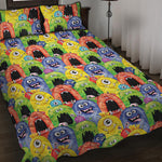 Watercolor Monster Pattern Print Quilt Bed Set