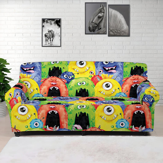Watercolor Monster Pattern Print Sofa Cover