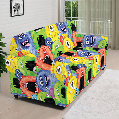 Watercolor Monster Pattern Print Sofa Cover