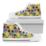 Watercolor Monster Pattern Print White High Top Shoes