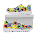 Watercolor Monster Pattern Print White Running Shoes