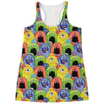 Watercolor Monster Pattern Print Women's Racerback Tank Top