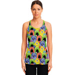 Watercolor Monster Pattern Print Women's Racerback Tank Top