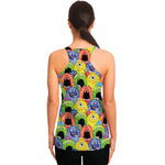 Watercolor Monster Pattern Print Women's Racerback Tank Top