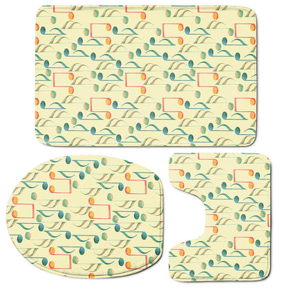 Watercolor Music Notes Pattern Print 3 Piece Bath Mat Set