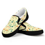 Watercolor Music Notes Pattern Print Black Slip On Shoes
