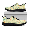 Watercolor Music Notes Pattern Print Black Running Shoes