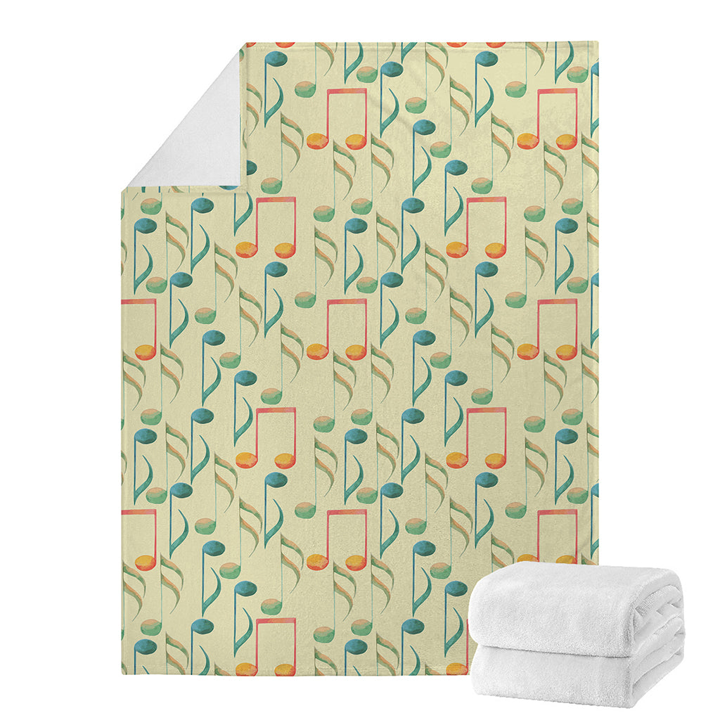 Watercolor Music Notes Pattern Print Blanket