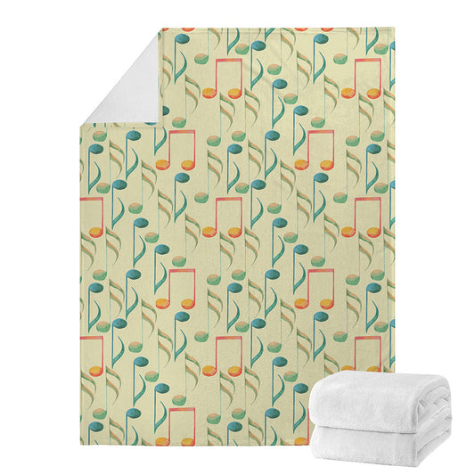 Watercolor Music Notes Pattern Print Blanket