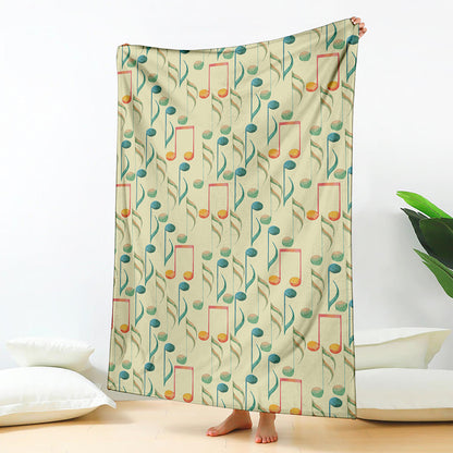 Watercolor Music Notes Pattern Print Blanket