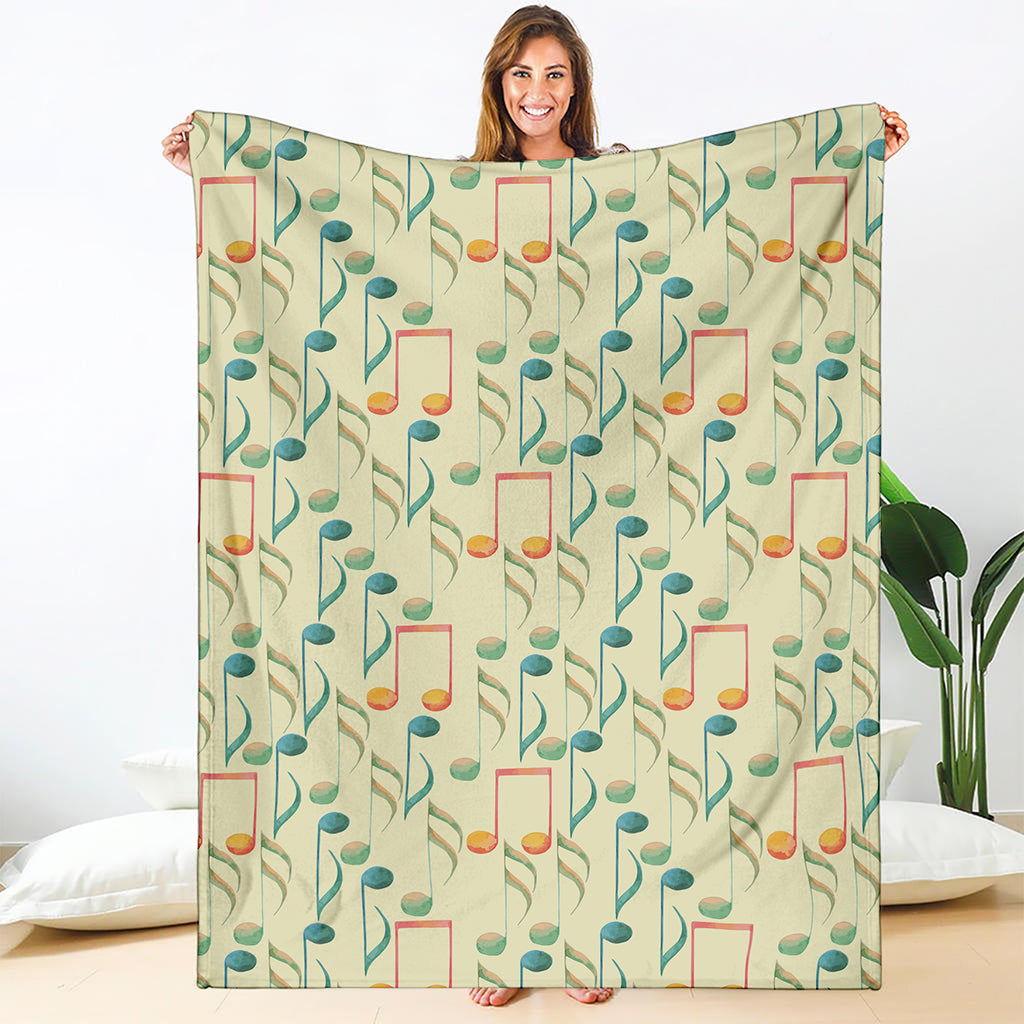 Watercolor Music Notes Pattern Print Blanket