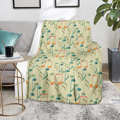 Watercolor Music Notes Pattern Print Blanket