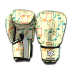 Watercolor Music Notes Pattern Print Boxing Gloves