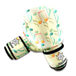 Watercolor Music Notes Pattern Print Boxing Gloves