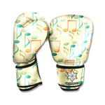 Watercolor Music Notes Pattern Print Boxing Gloves