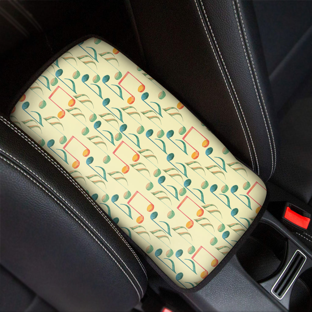 Watercolor Music Notes Pattern Print Car Center Console Cover