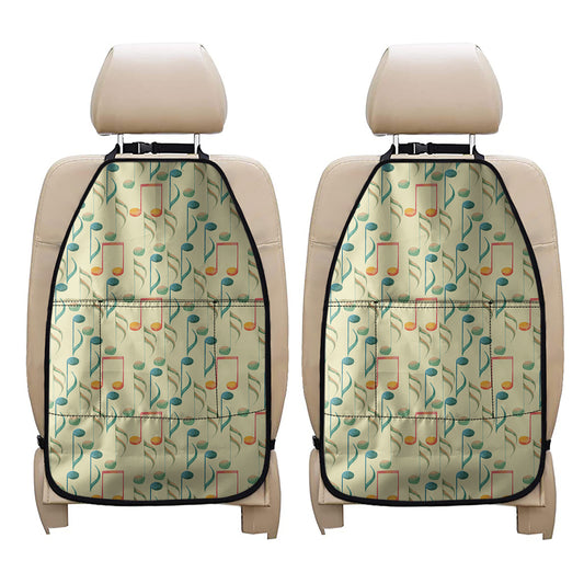 Watercolor Music Notes Pattern Print Car Seat Organizers