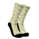 Watercolor Music Notes Pattern Print Crew Socks