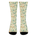Watercolor Music Notes Pattern Print Crew Socks