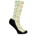 Watercolor Music Notes Pattern Print Crew Socks